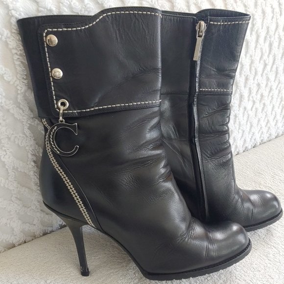 CHRISTIAN DIOR Logo Charm Booties Heels Boots - Picture 5 of 15
